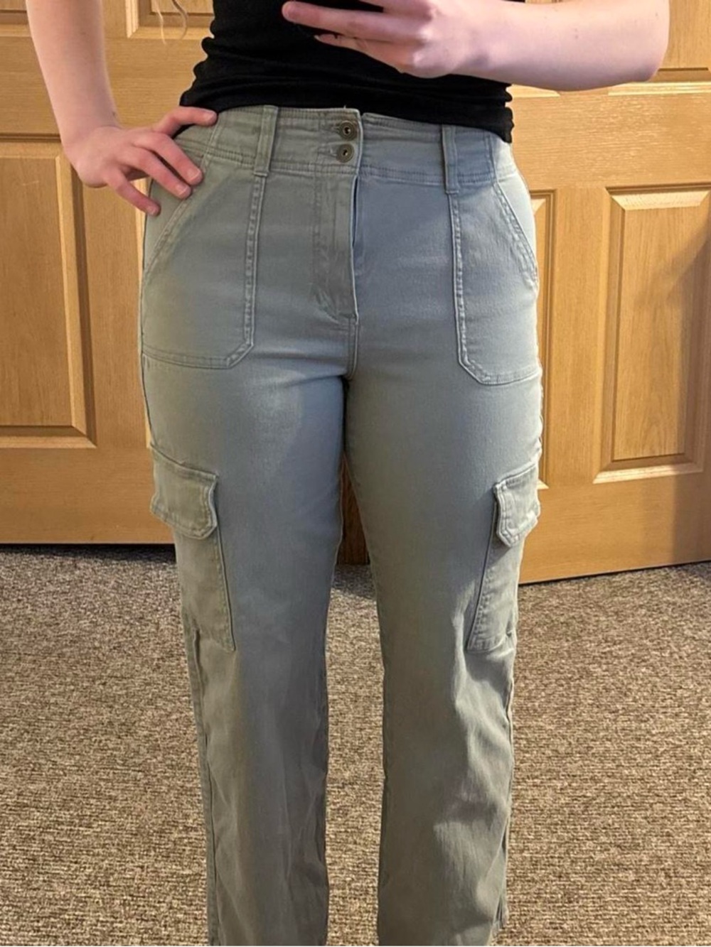 Celebrity Pink Relaxed Cargo Pants in Olive Green